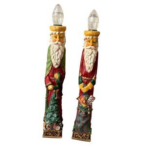 Vintage 2 K-Mart Resin Santa Candle Lamps Christmas Holiday Original Box 70s 80s